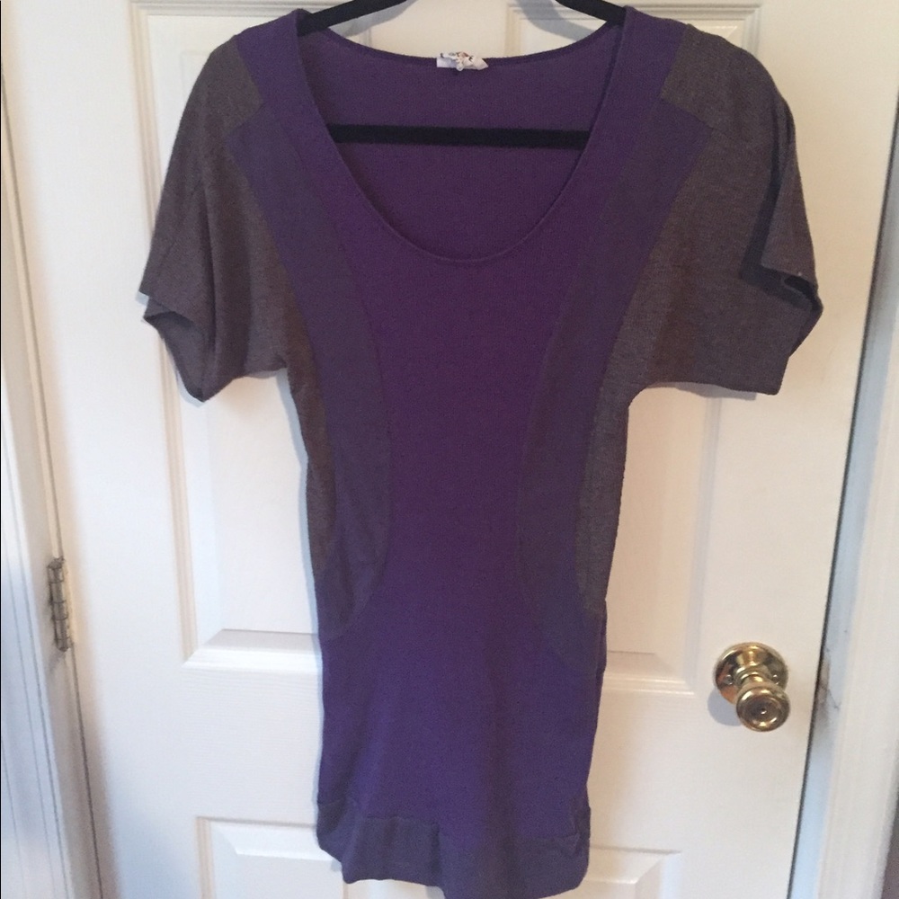 Purple Short Sleeved Mini Dress