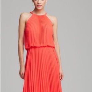 Gorgeous coral pleated maxi dress!