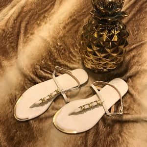 White and gold sandals