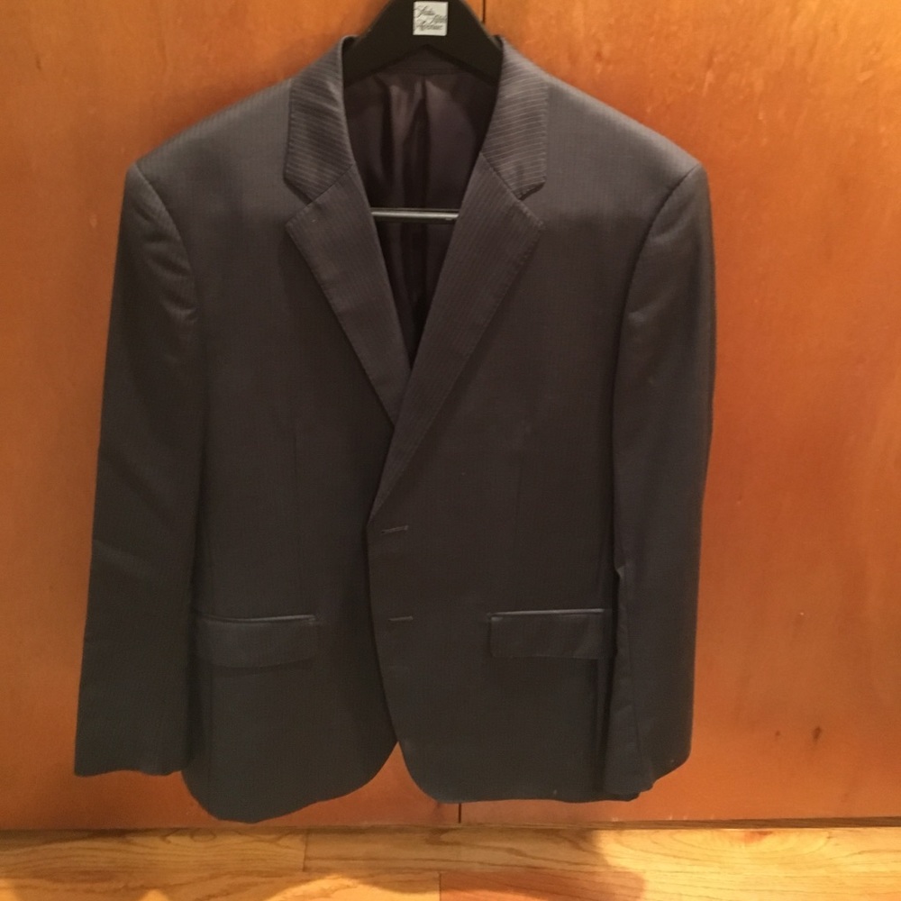 Grey pinstripe blazer.