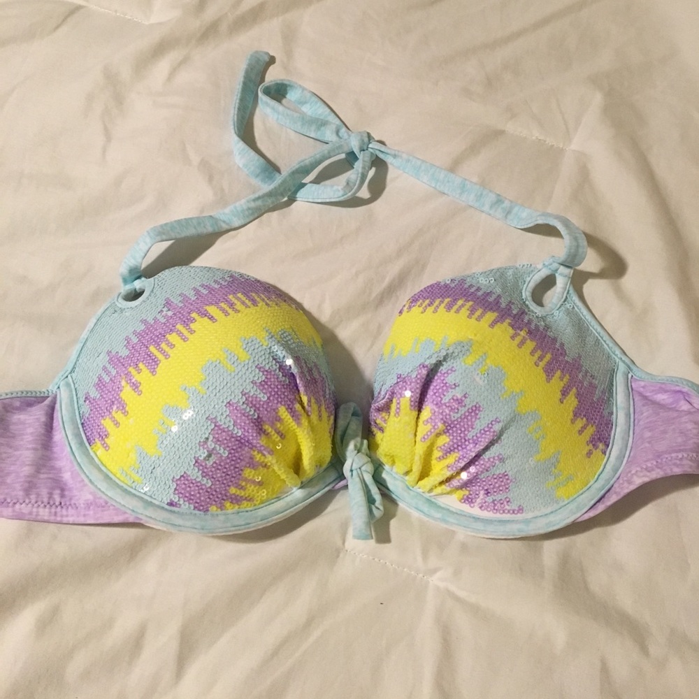 Push up sequin bikini top