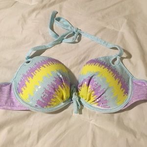 Push up sequin bikini top