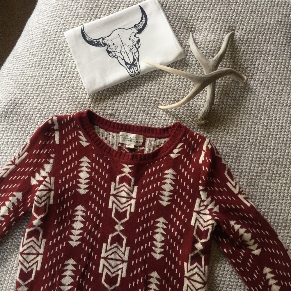 Southwestern rust crop sweater
