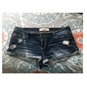 Distressed hollister jean shorts
