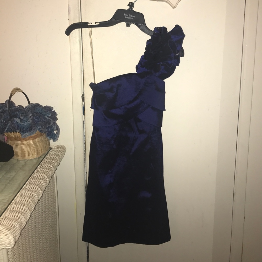 navy blue chiffon cocktail dress