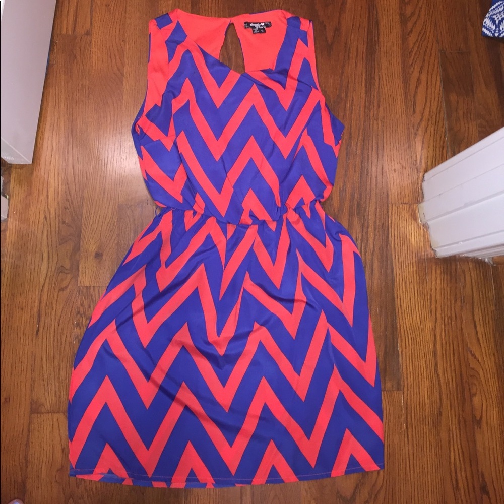 red and blue dress