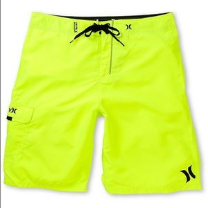 Highlighter yellow Hurley board shorts