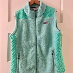 Mint Green Fleece and Quilted Vest