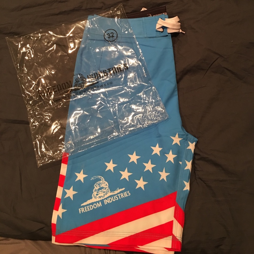 American flag board shorts