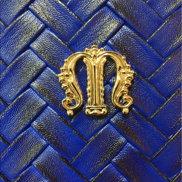 Midnight Blue Patent Leather Handbag w/Rhinestones - Picture 7 of 8