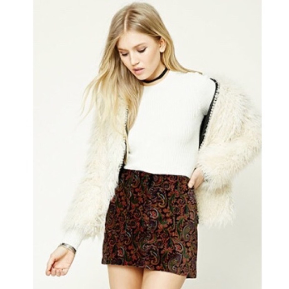 NWT Printed Velvet Mini Skirt
