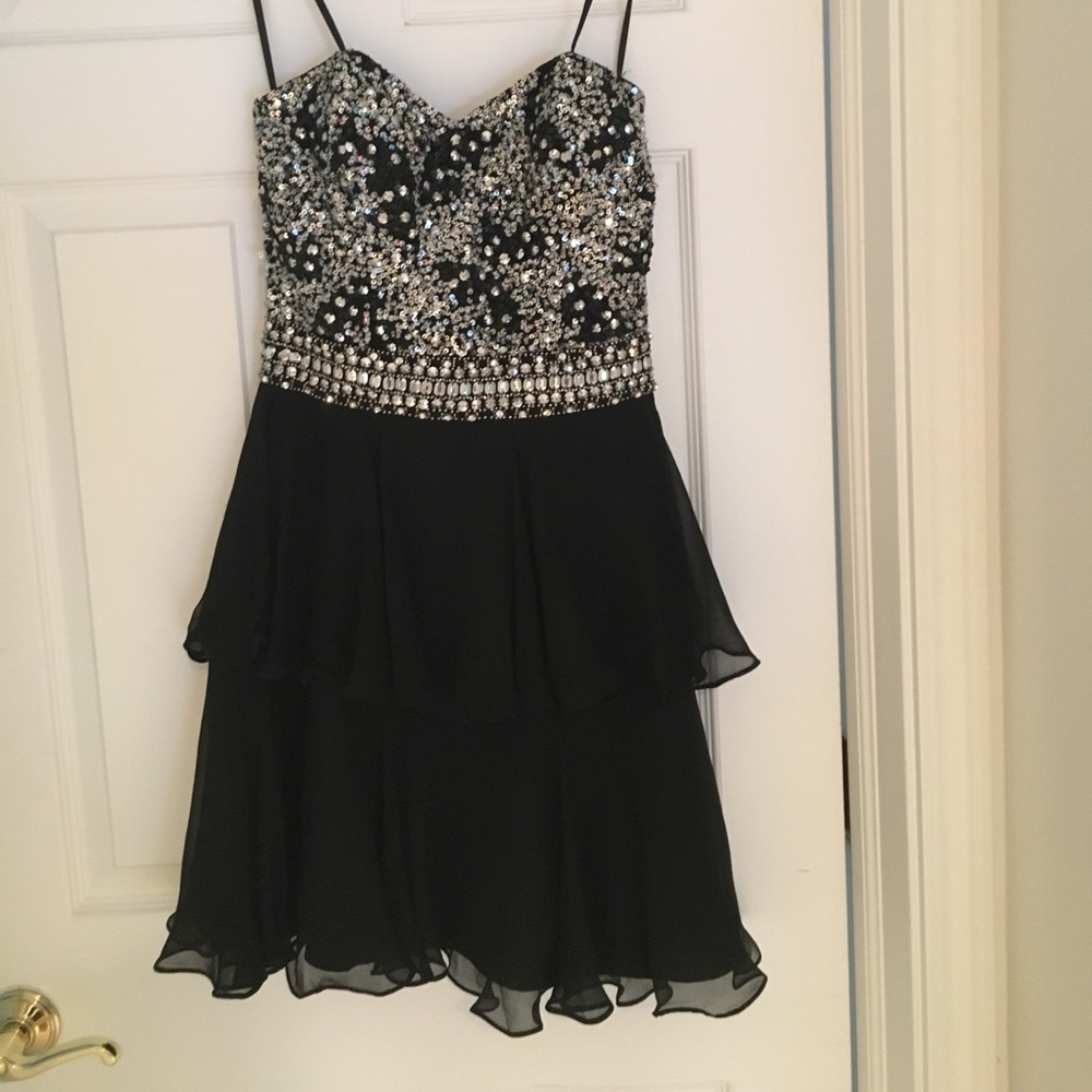 SHAIL K. Black and silver sequin short dress