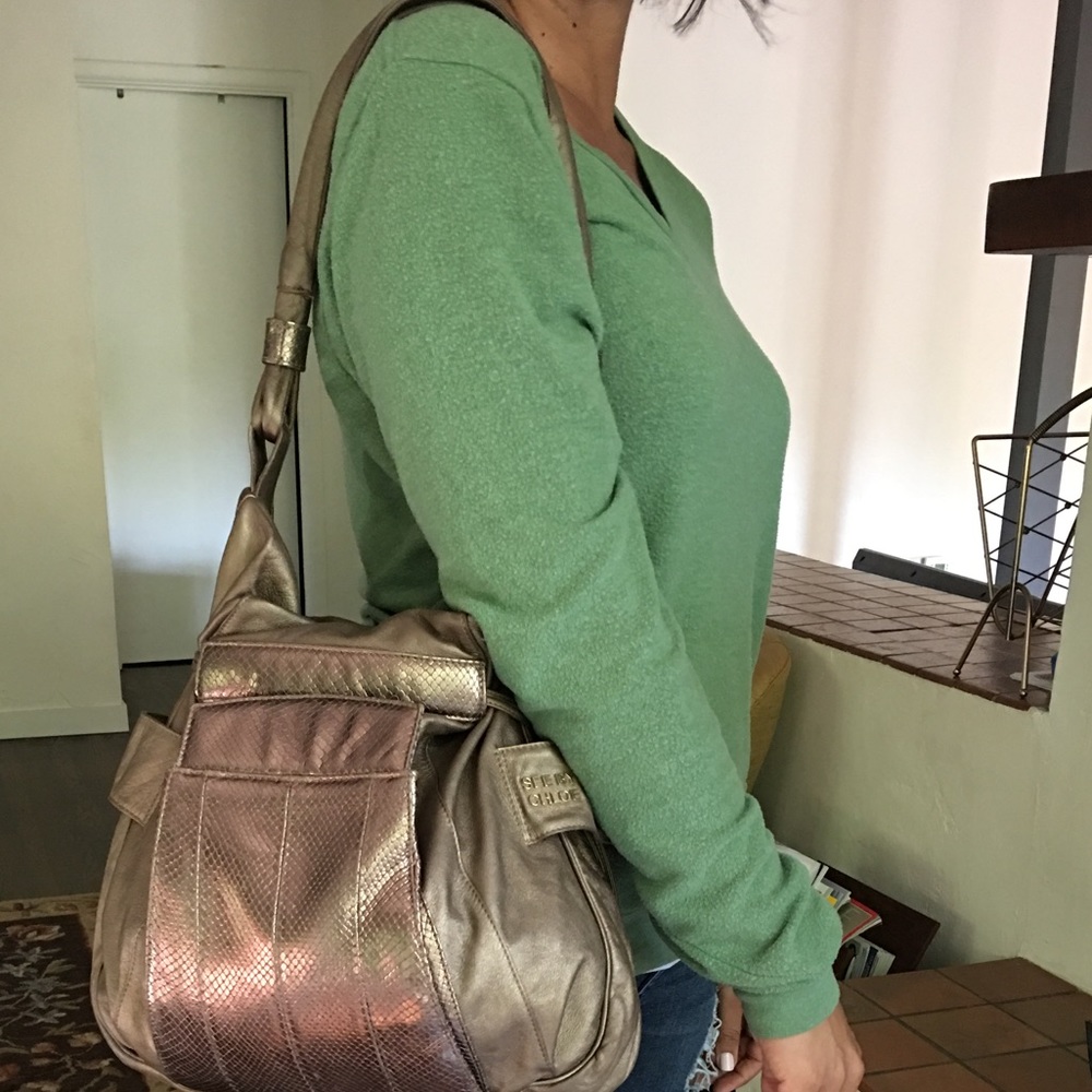 Metallic Leather SEE BY CHLOE Drawstring Hobo
