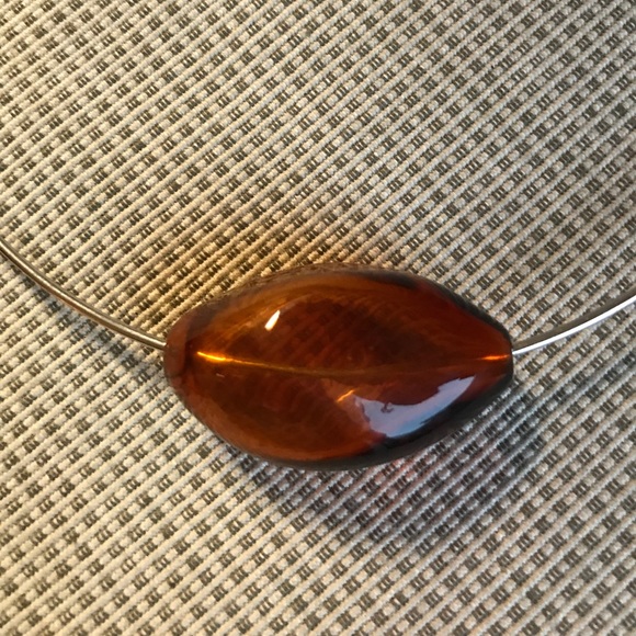 Italian Hand Blown Amber Necklace - Picture 3 of 4