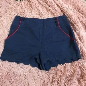 Scalloped Navy Shorts