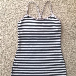 Black and White Lululemon Power Y Tank