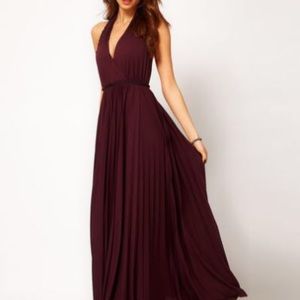 Halston Heritage deep plum pleated maxi dress!