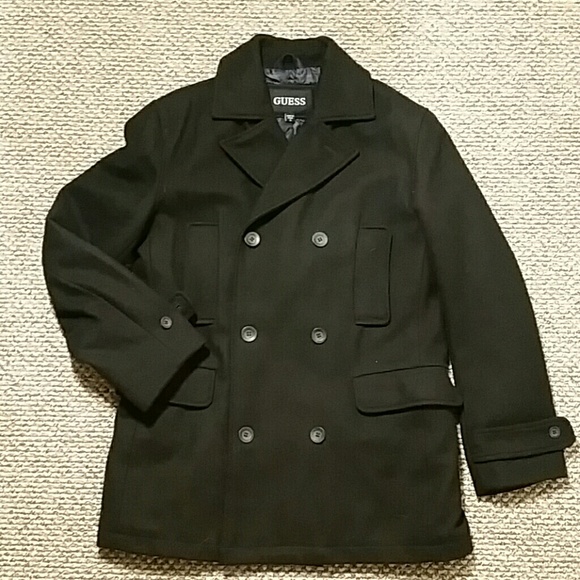 Guess Coats Military Style Hooded Pea Coat Mens Jackets M81l18ra360