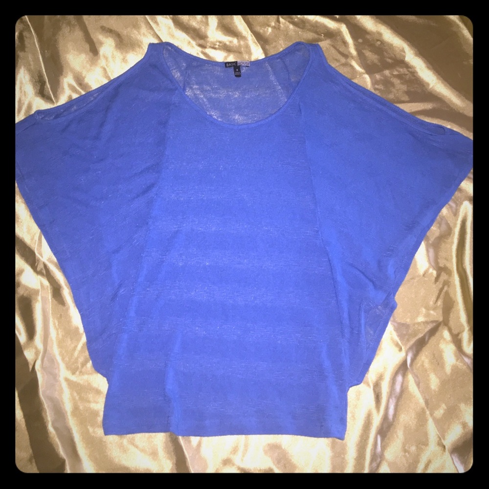 Knit blue cold shoulder top