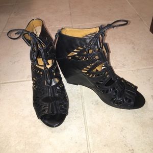 Dolce vita tie black gladiator wedges