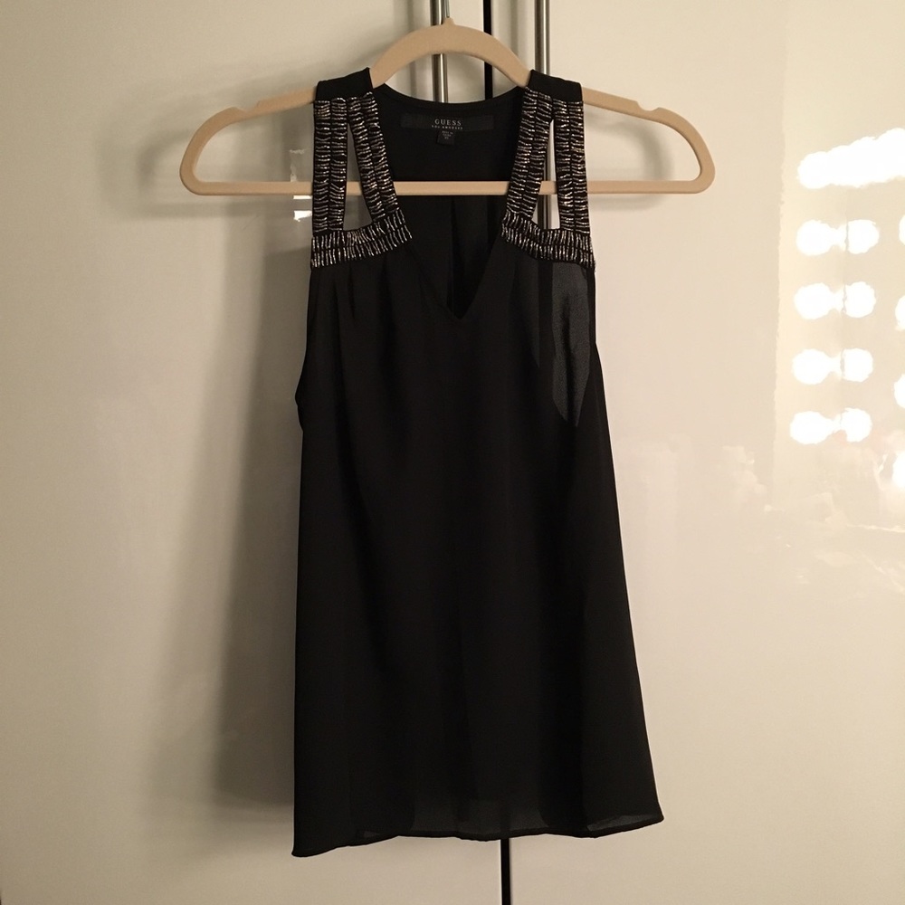 NWT beaded Guess top XS black