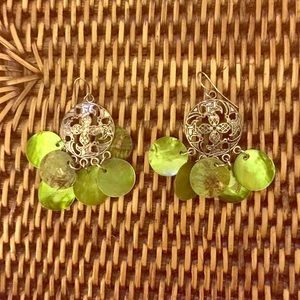 Green and silver earrings