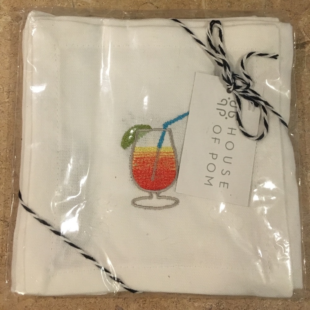 New House Of Pom Emoji Cocktail Napkins Set Of 6