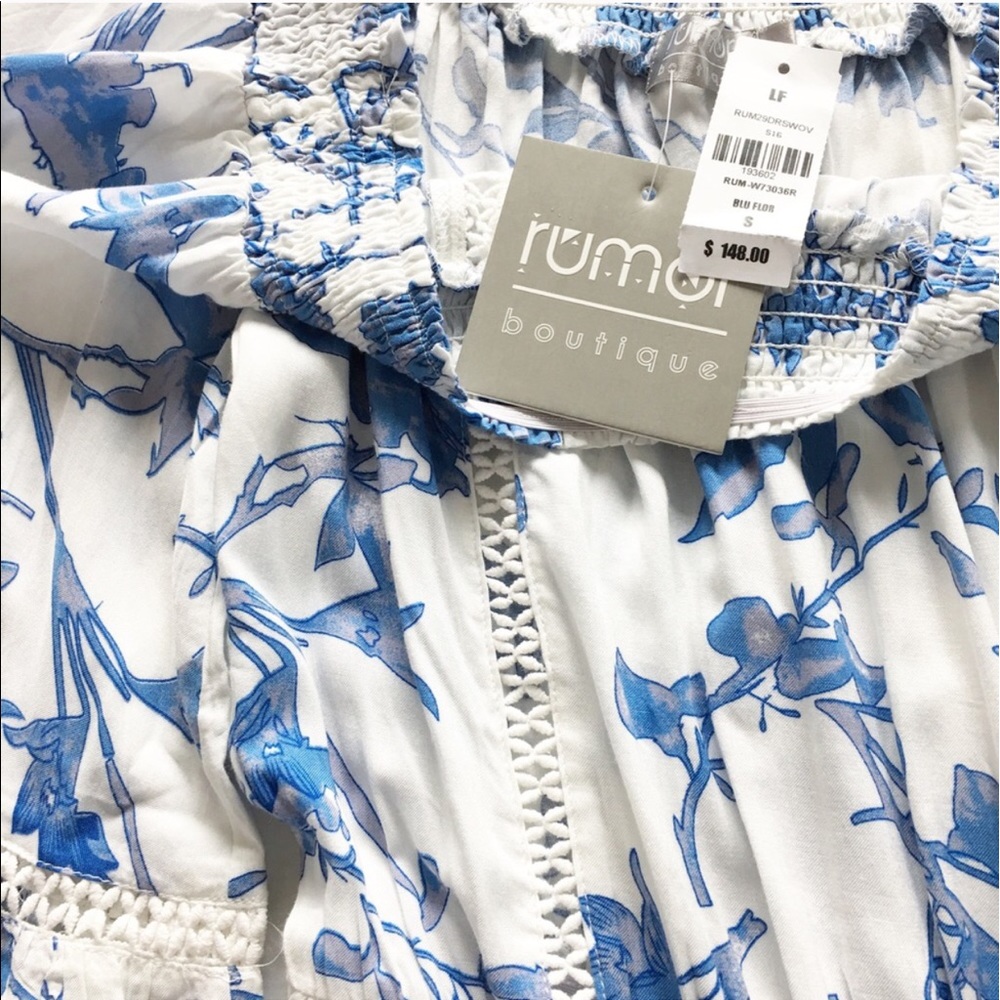 BNWT blue floral print off shoulder romper - Picture 3 of 6