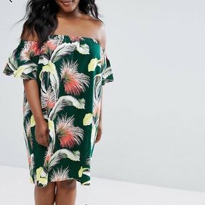 ASOS tropical print off the shoulder dress
