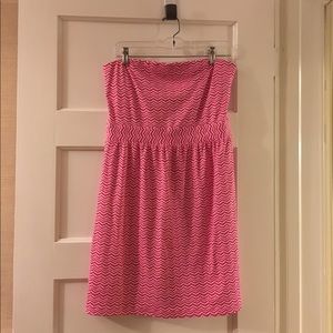 Vineyard Vines Pink and White Strapless Dress