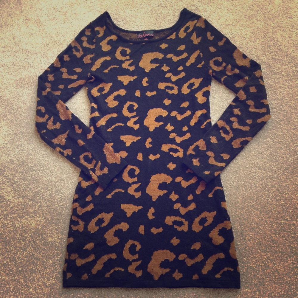 Takeout Cheetah Print Sweater Dress