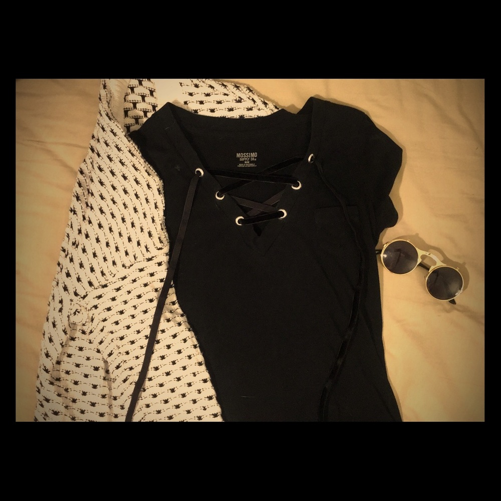 Super cute lace up mossimo refashioned v neck