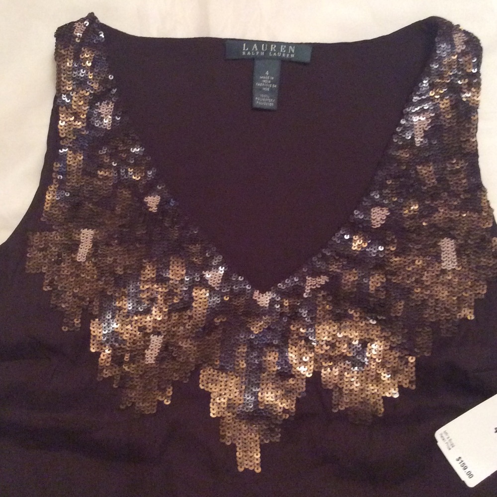 NWT Ralph Lauren brown sequined top