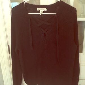 H&M Navy Lace up Sweater