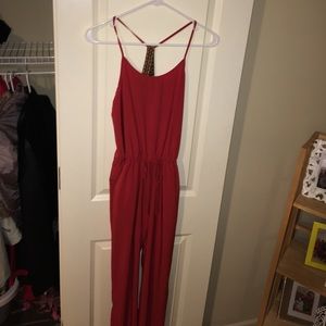 Orange long pant romper