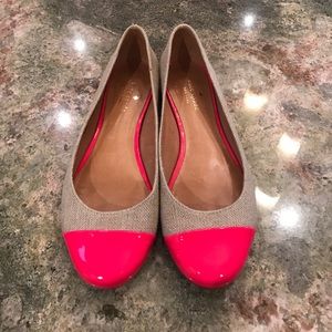 Kate Spade Patent and Linen Tweed Flats - Hot Pink