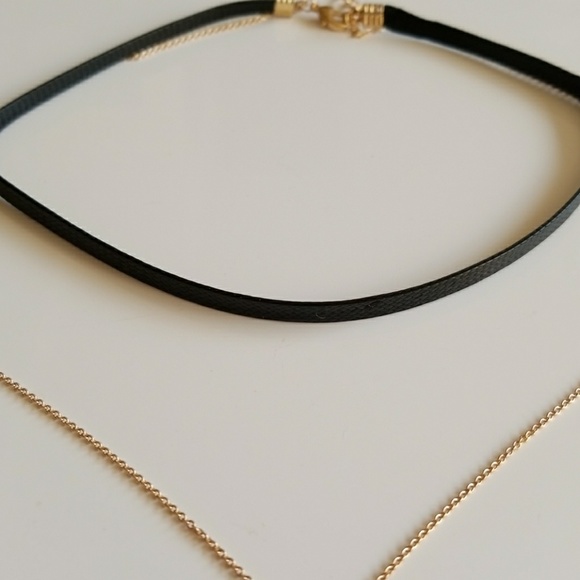 Teardrop druzy necklace with black choker - Picture 3 of 4