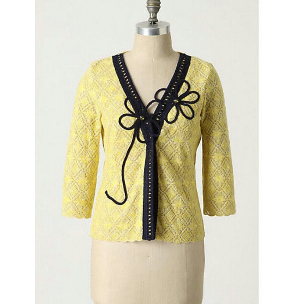 Anthropologie Midnight Daisy cardigan