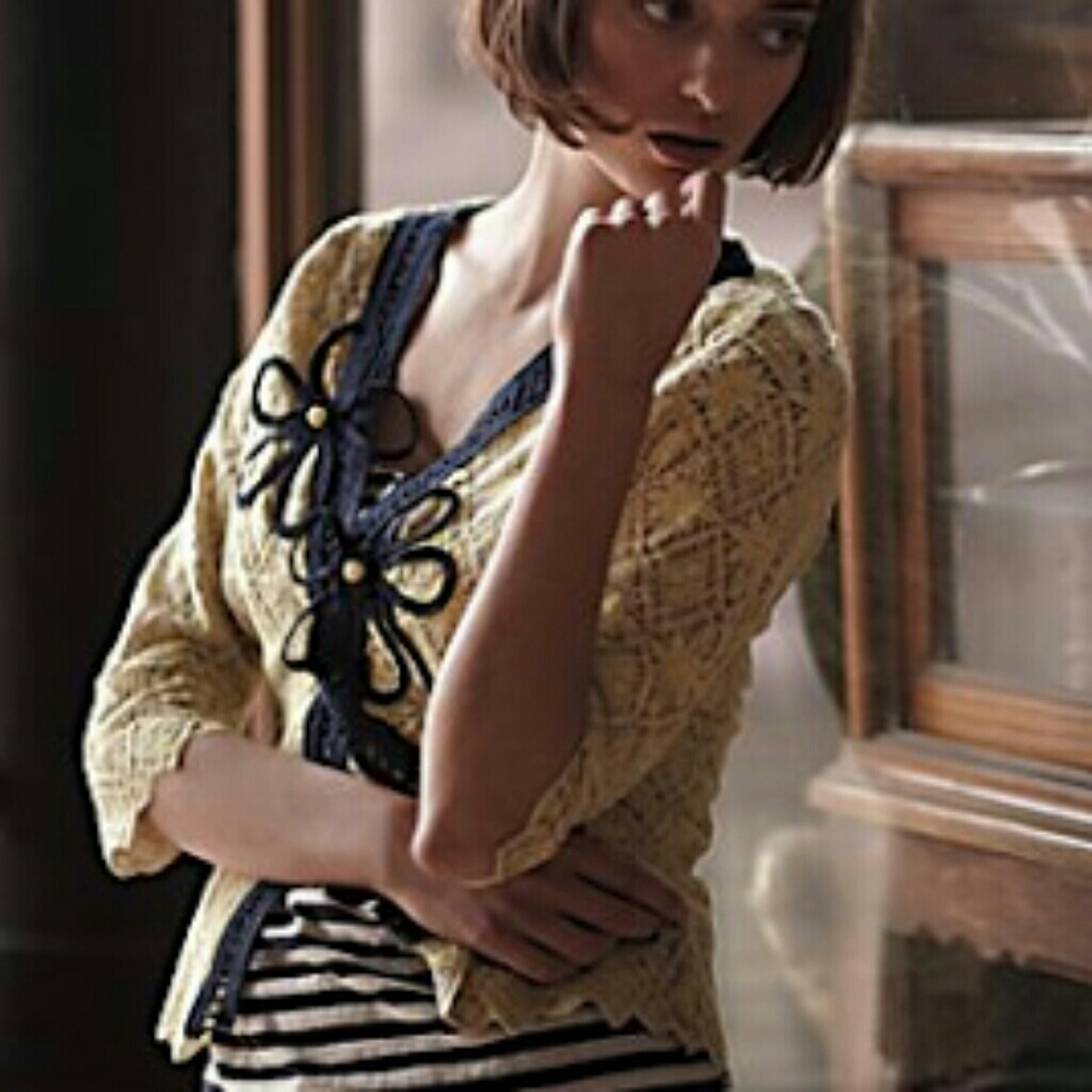 Anthropologie Midnight Daisy cardigan - Picture 2 of 6