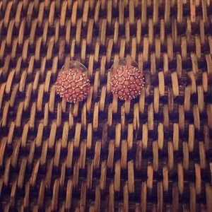 Pink and silver stud earrings