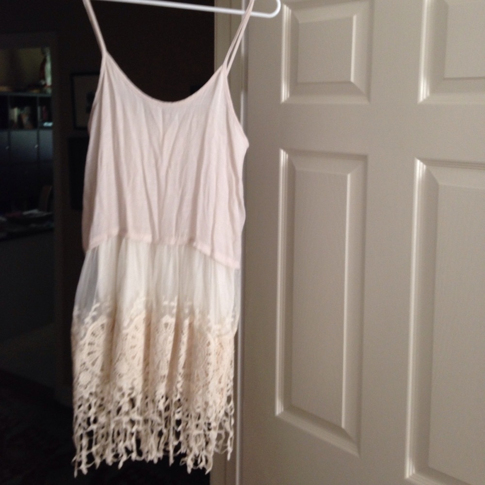 Lace, off white, long shirt/short slip