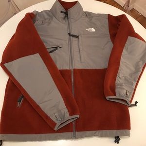The North Face Denali orange fleece jacket