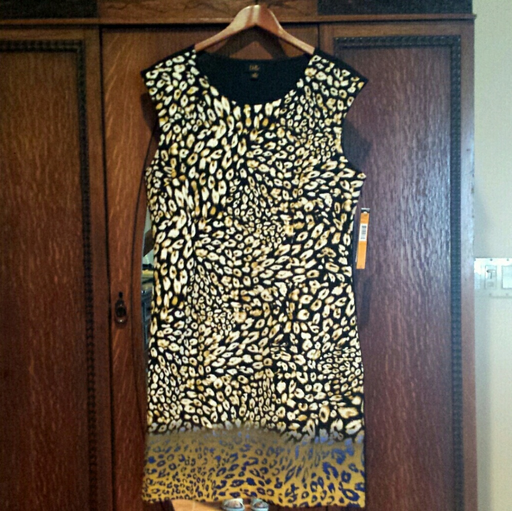 ILE ANIMAL PRINT DRESS W/BORDER SZ 14