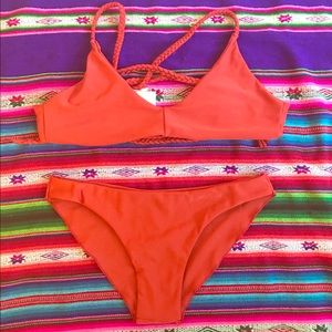 Burnt orange red athletic style bikini