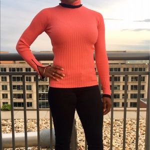 Caché pink and black trim turtle neck!