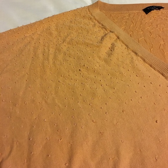 Talbots's peach colored blouse with Clear beading - Picture 2 of 3