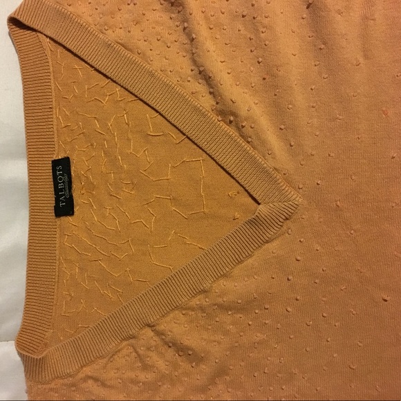 Talbots's peach colored blouse with Clear beading - Picture 3 of 3