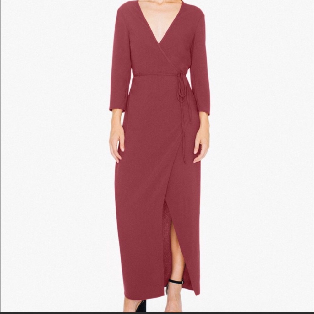 American Apparel Julliard Wrap Dress in Cabernet