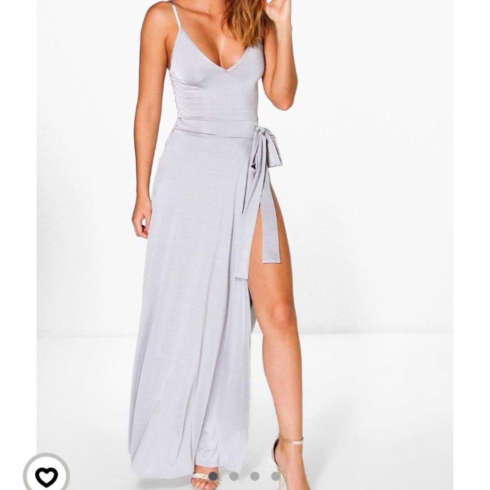 grey slit maxi dress