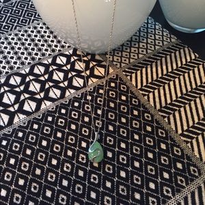 Silver Necklace with Green Stone